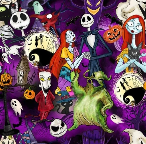 Nightmare before Christmas custom printed c/l knit – Canadian Fabric Galore
