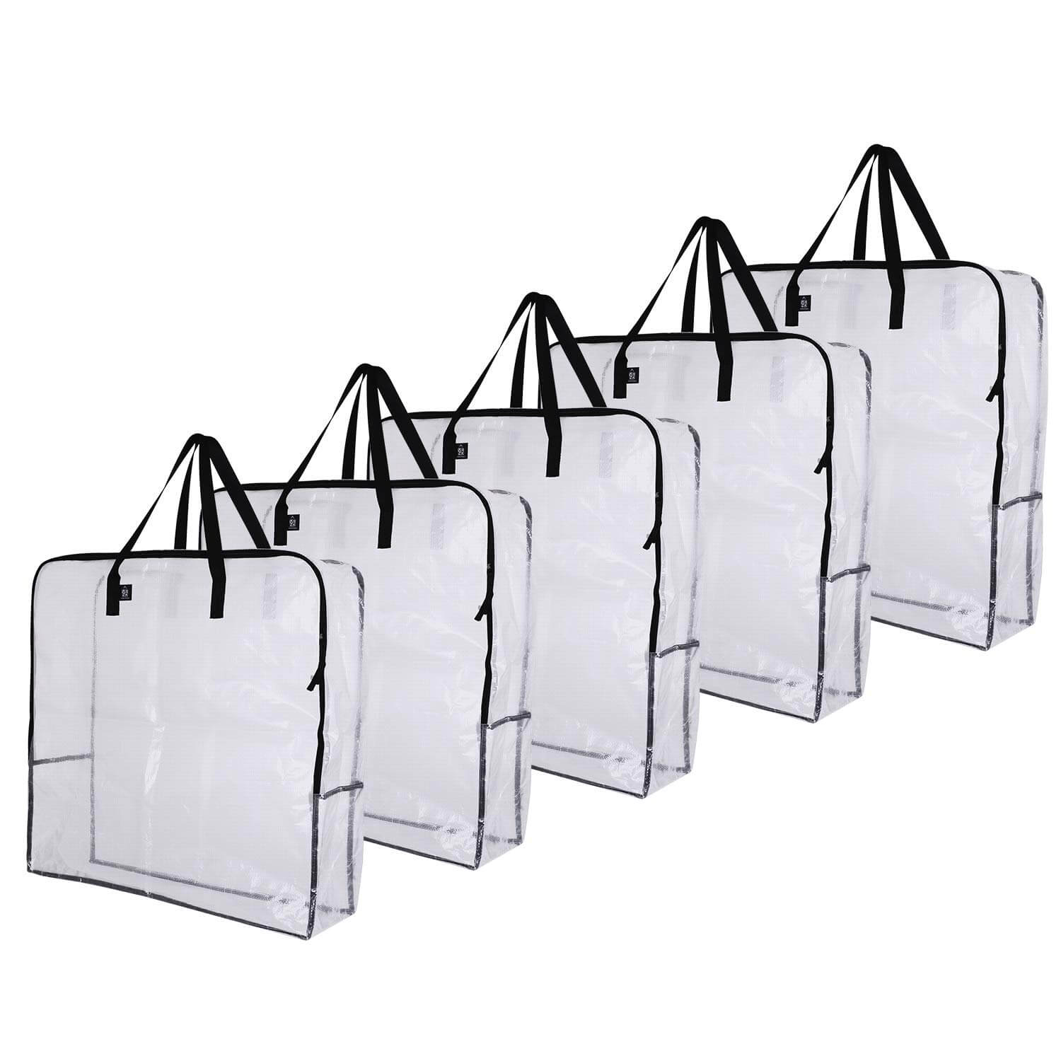 2 Packs Large Clear Bag, Transparent PVC Tote Bag with Zipper