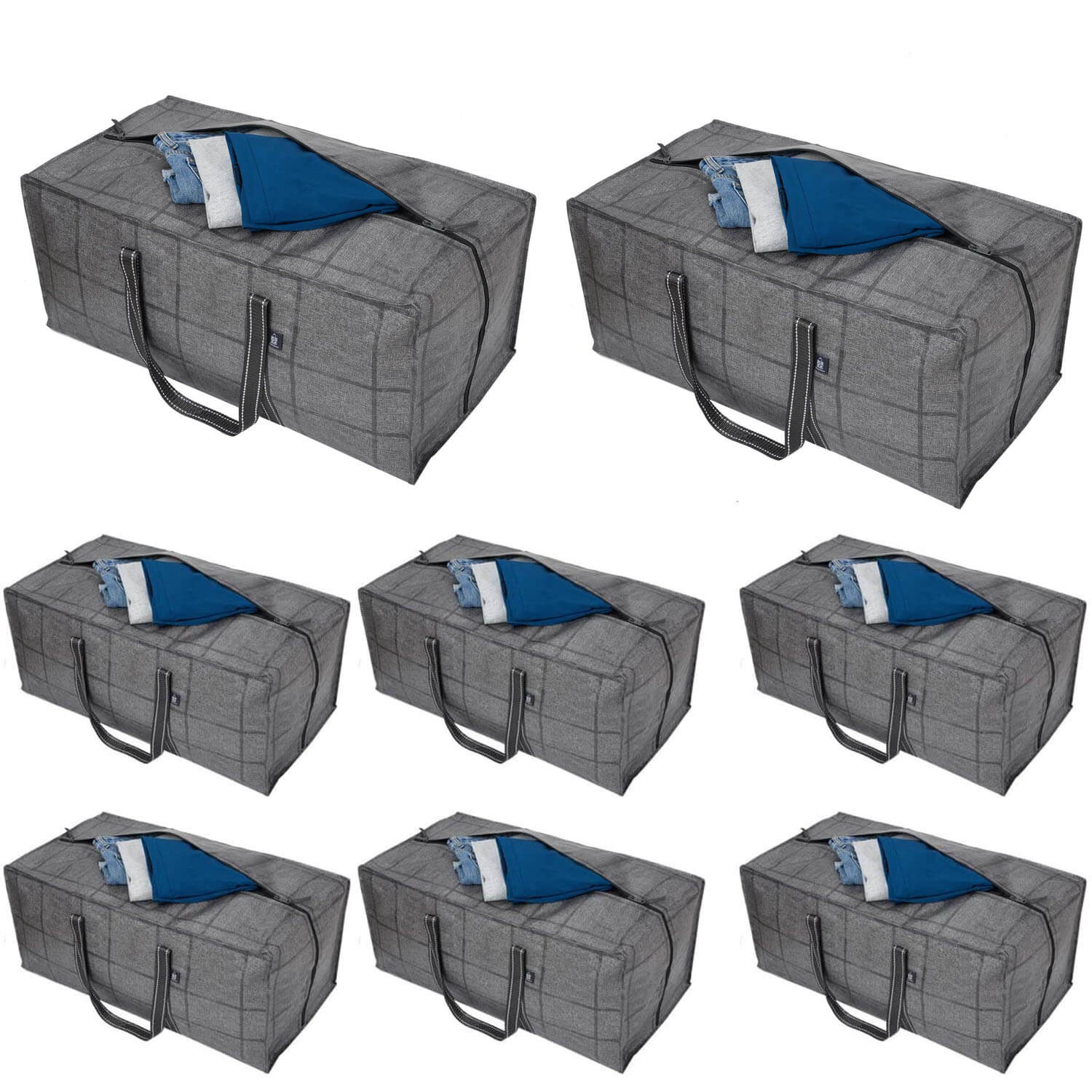 8 Packs Extra Large Moving Storage Bags, 27.6 W X 16.5 H X 13.8