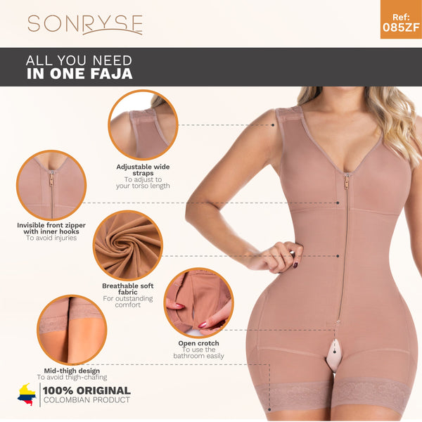 SONRYSE 085ZF | Bodysuit Shapewear with Built-in Bra | Postpartum, Pos