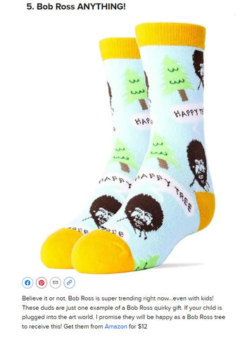 Calcetines de Bob Ross en Buzzfeed