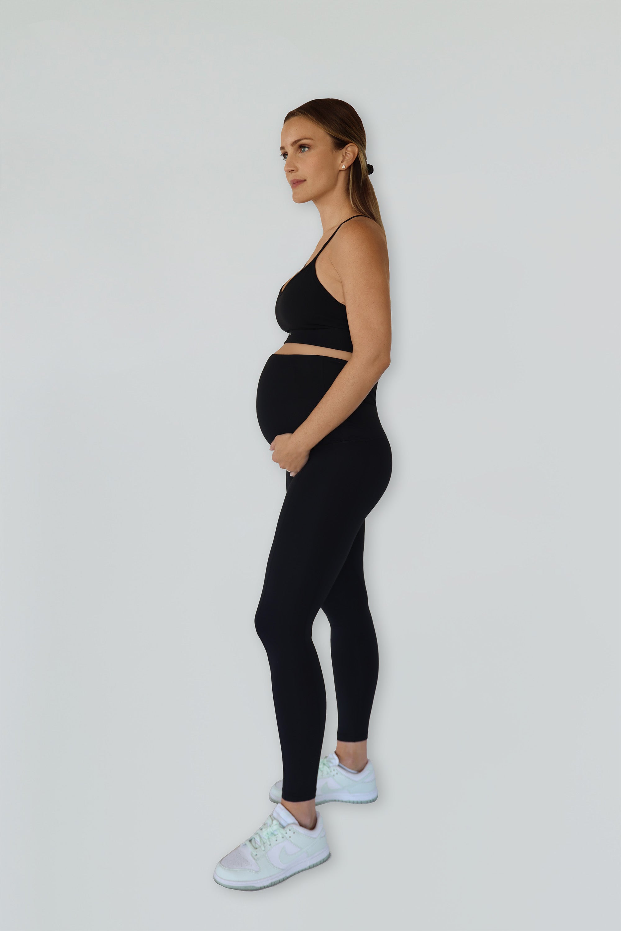 Lily Solid Waistband Maternity Leggings - Charcoal Melange – Baby Couture