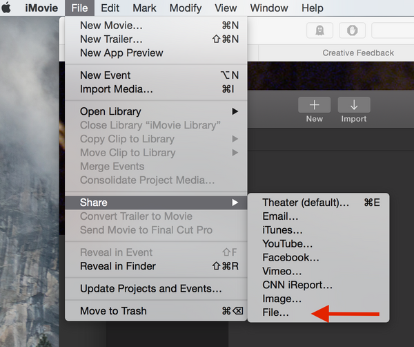 Share file in iMovie