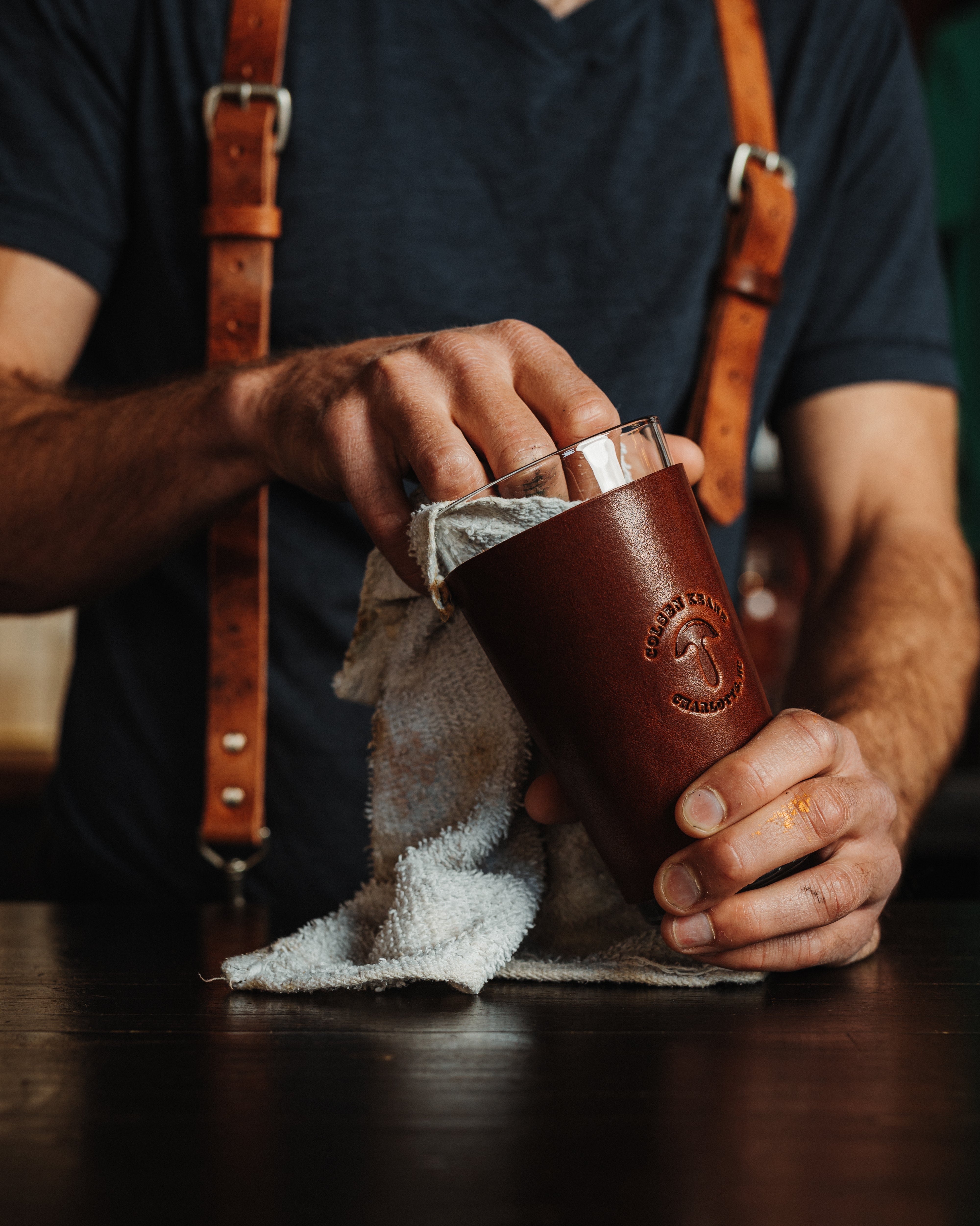 Yeti Rambler Sleeve in Horween Leather - Personalized and Made to