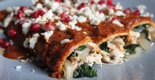 Pumpkin Mole Chicken Enchiladas