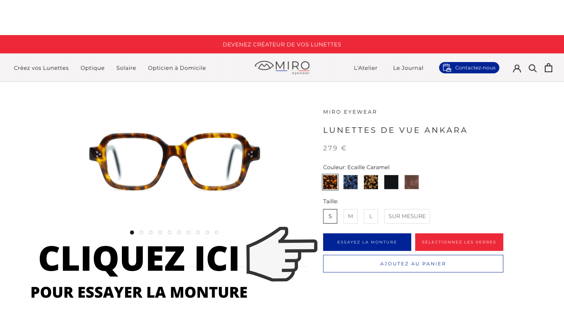 Cliquez ici pour essayer les lunettes virtuellement