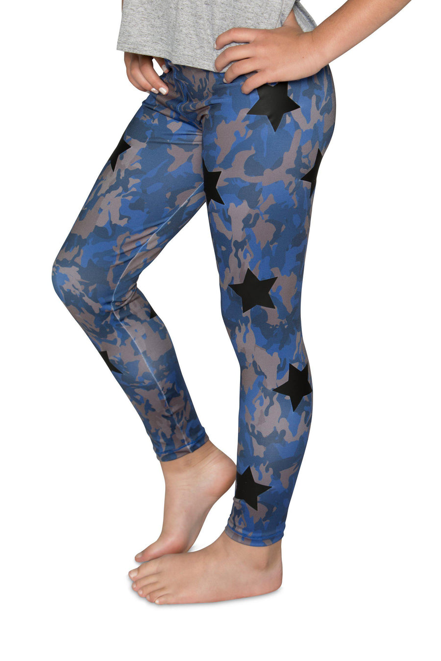 Camo Blue Leggings-Legging-Fanilu 