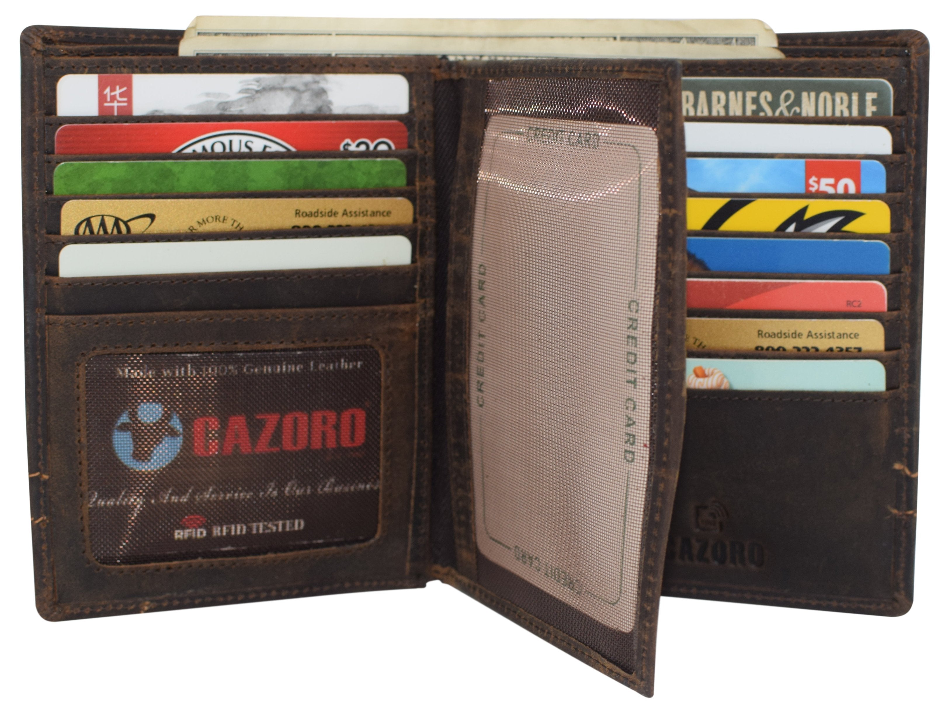 CAZORO RFID Blocking Men's Hipster Bifold Vintage Leather Mu