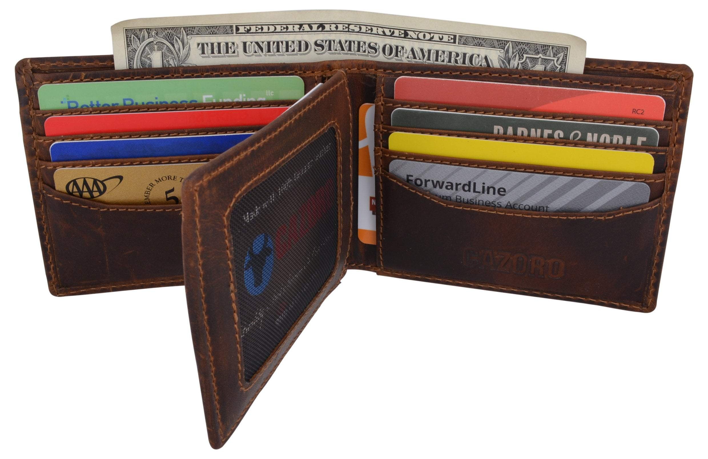 Hunter Leather RFID Blocking Mens Multi-Card ID Holder Bifold Wa