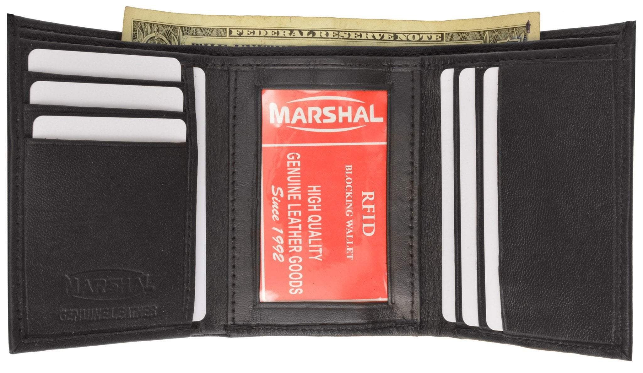 RFID Genuine Leather Trifold ID Card Holder Wallet RFID 1145