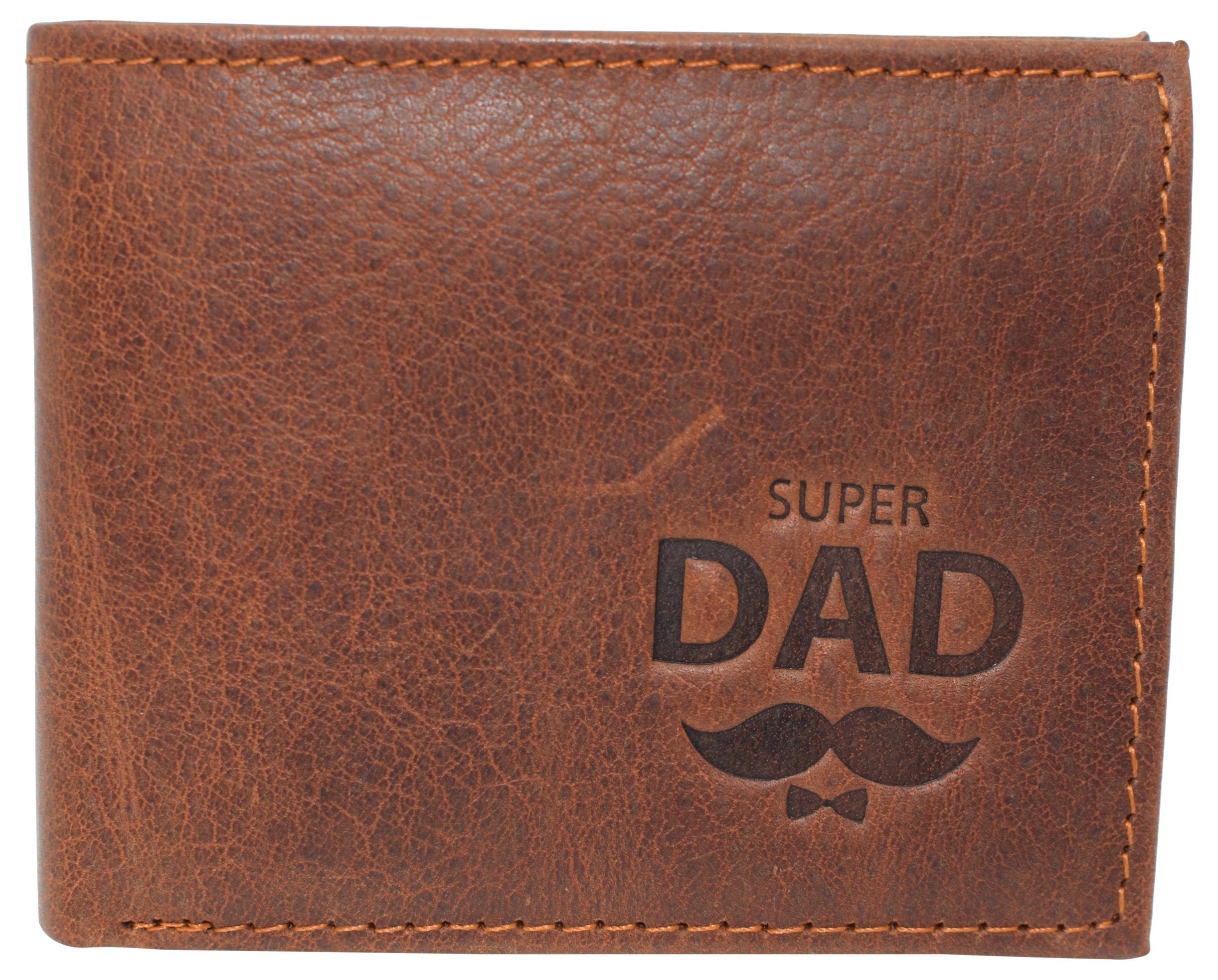 Super Dad RFID Blocking Real Leather Bifold Classic Wallet for M