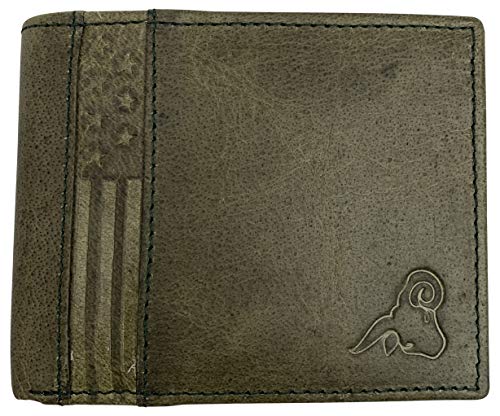 Wallet for Men RFID Blocking Leather Bifold Double ID Flap Wallet USA Series Gift Box