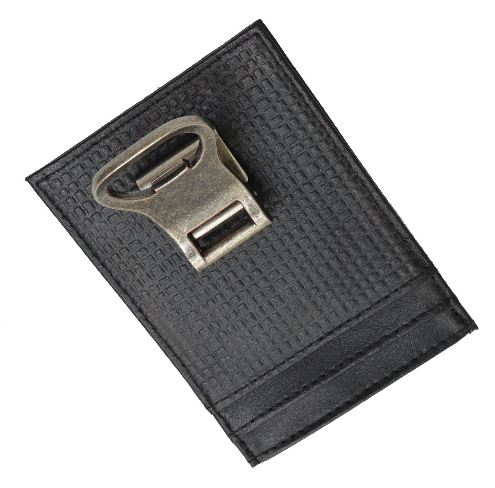 Leather Money Clip Front Pocket Wallet with Bottle Opener Black ...