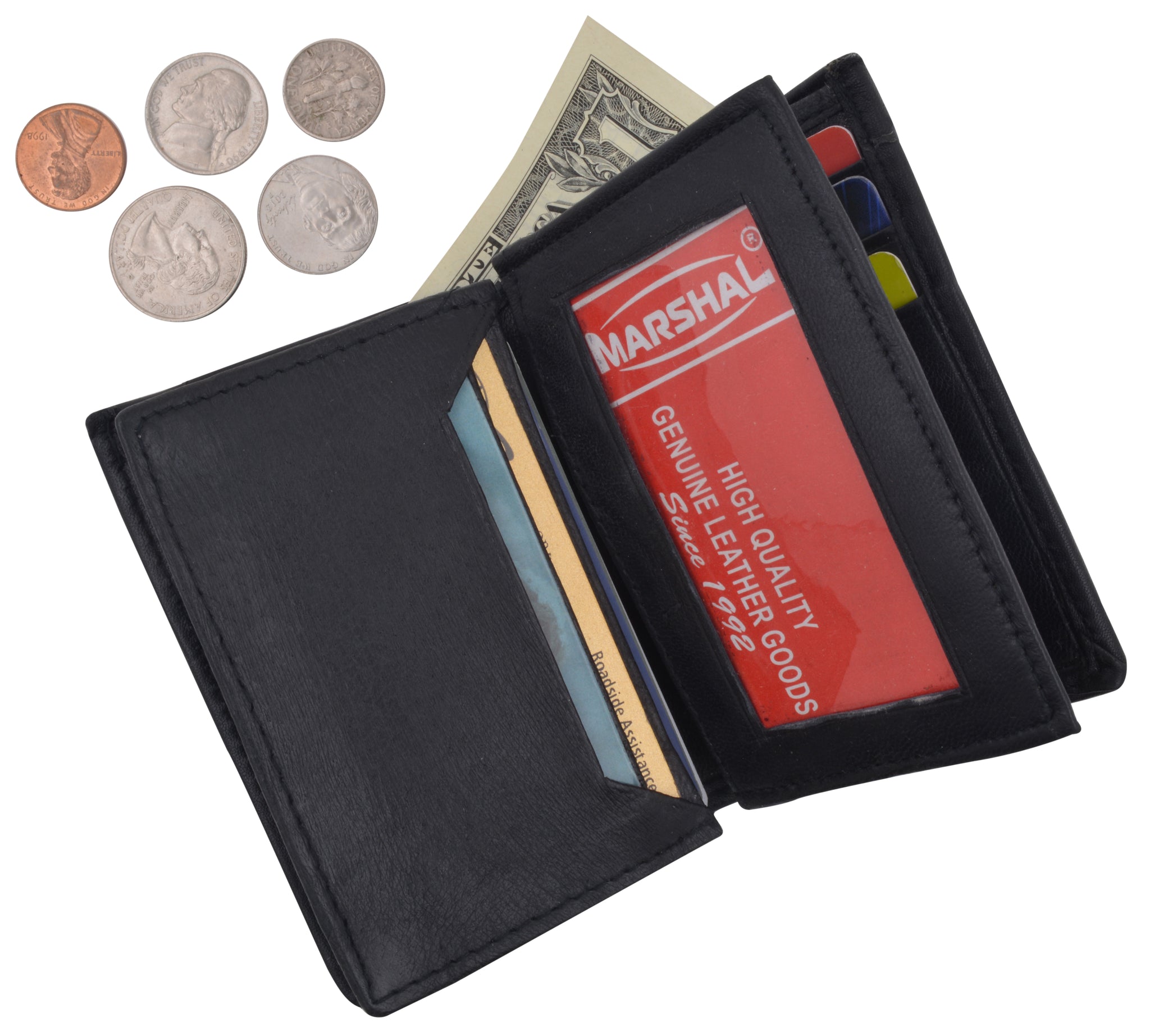 Mens Premium Leather Expandable Business Card Holder Credit Card Wallet ...