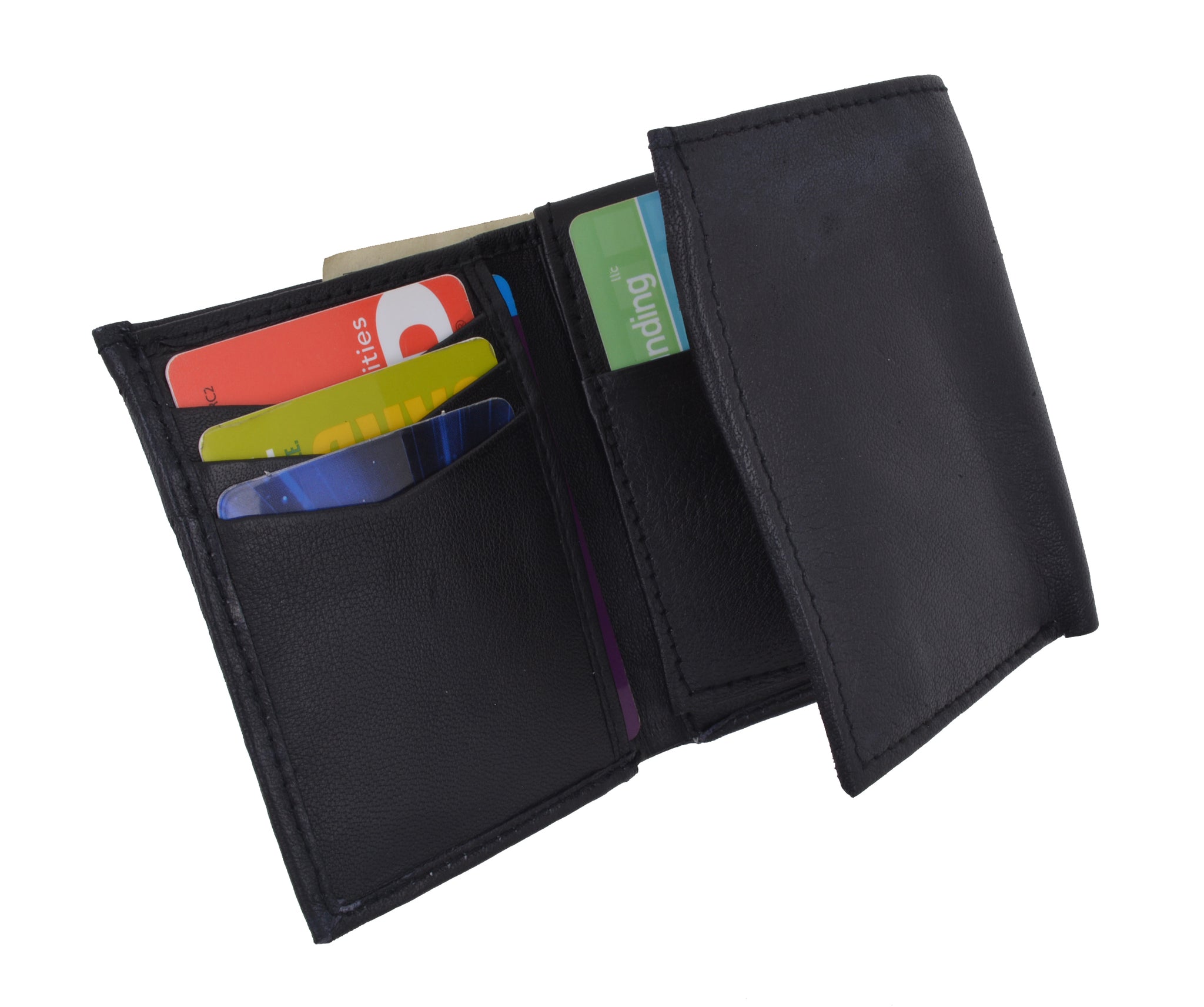 Genuine Leather Trifold Middle Flap Up ID Window Wallet 2755 | menswallet