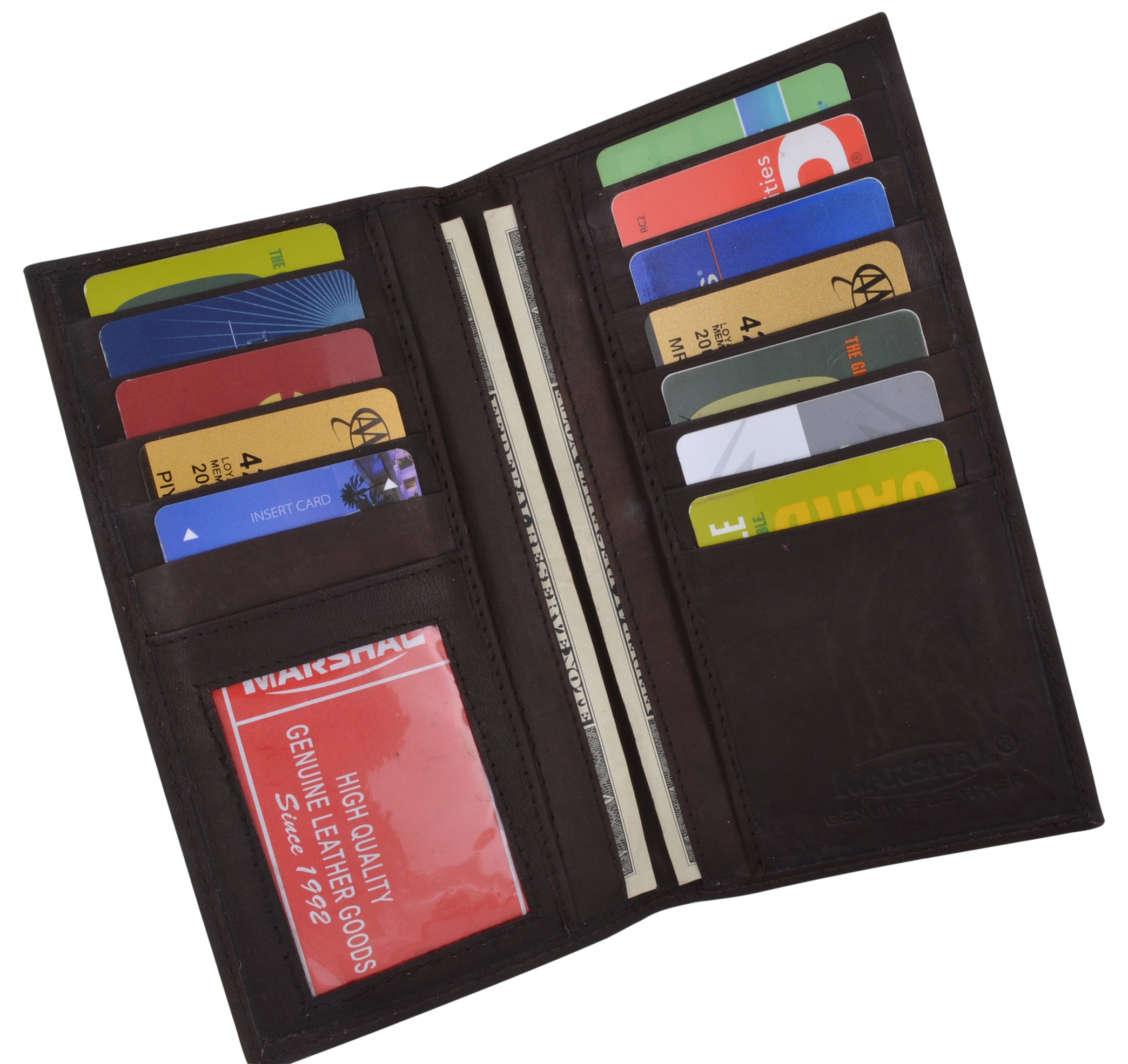 New Men's Leather Long Wallet Pockets ID Card Clutch Bifold 
