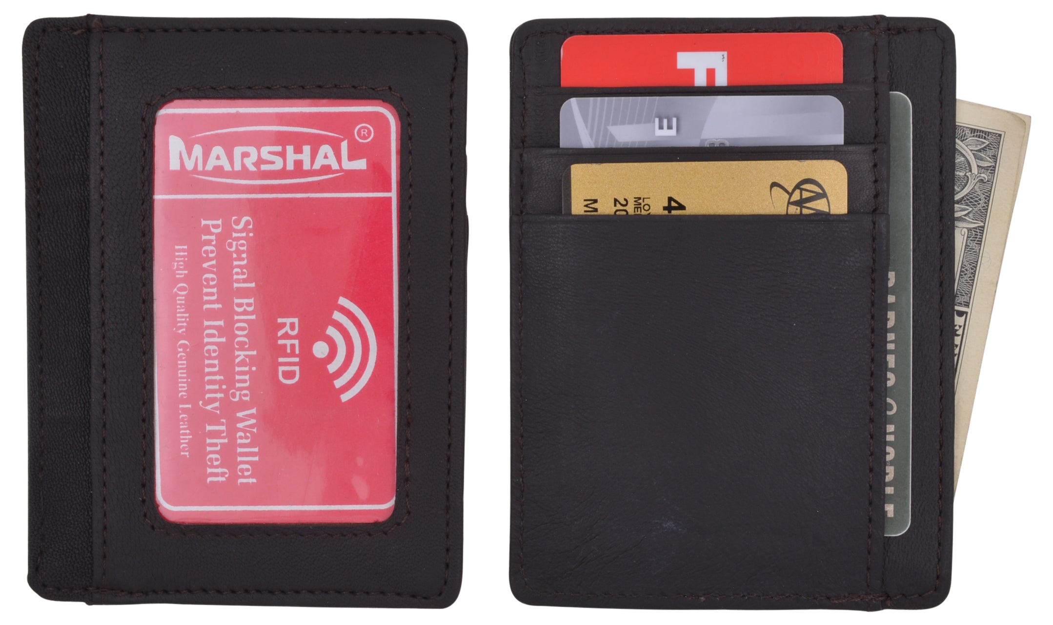 Genuine Leather Slim Card Holder Wallets For Men - Minimalist RF