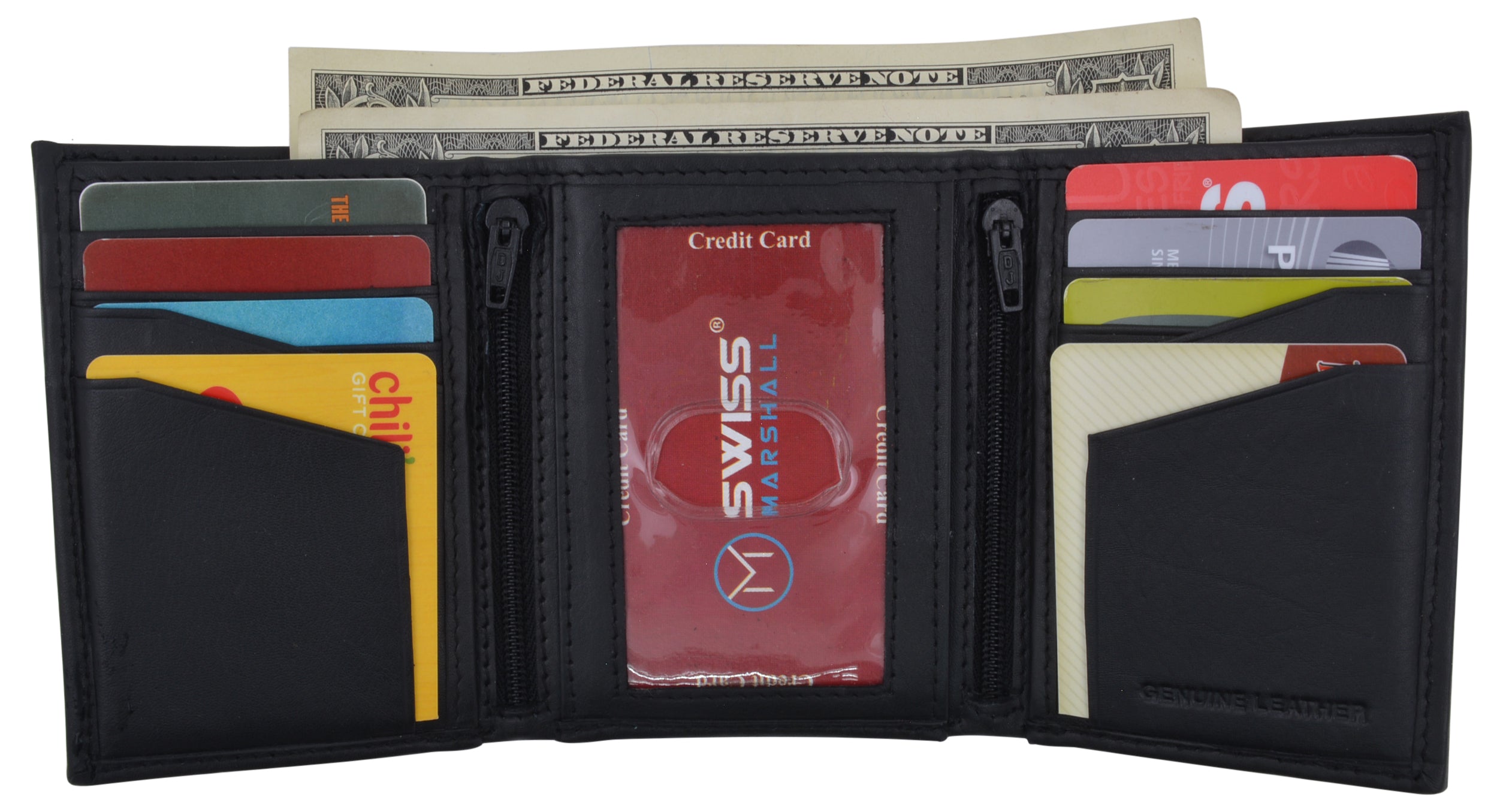 RFID Tested Men's Credit Card ID Holder Trifold Premium Leather Wallet