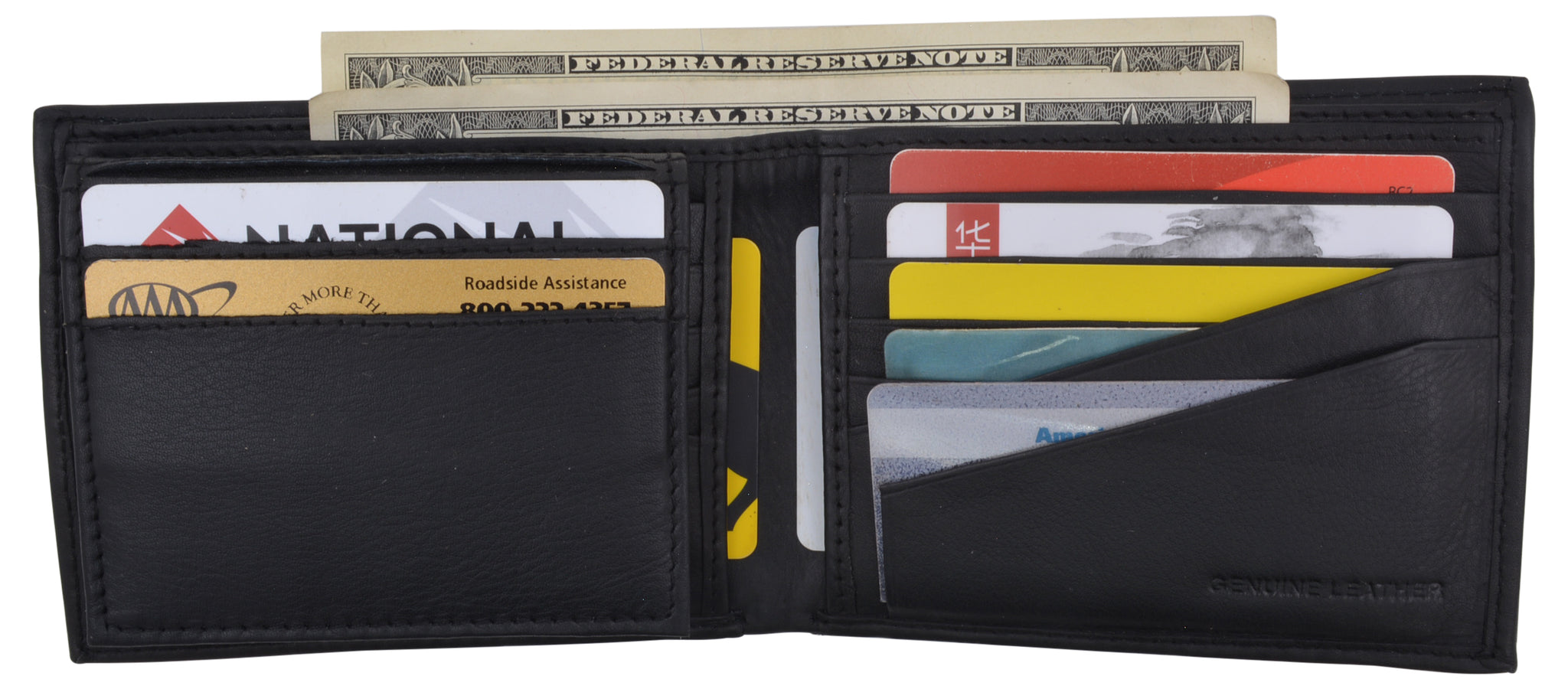 RFID Mens Soft Leather Black Bifold Wallet With Removable Multi-Card ID ...