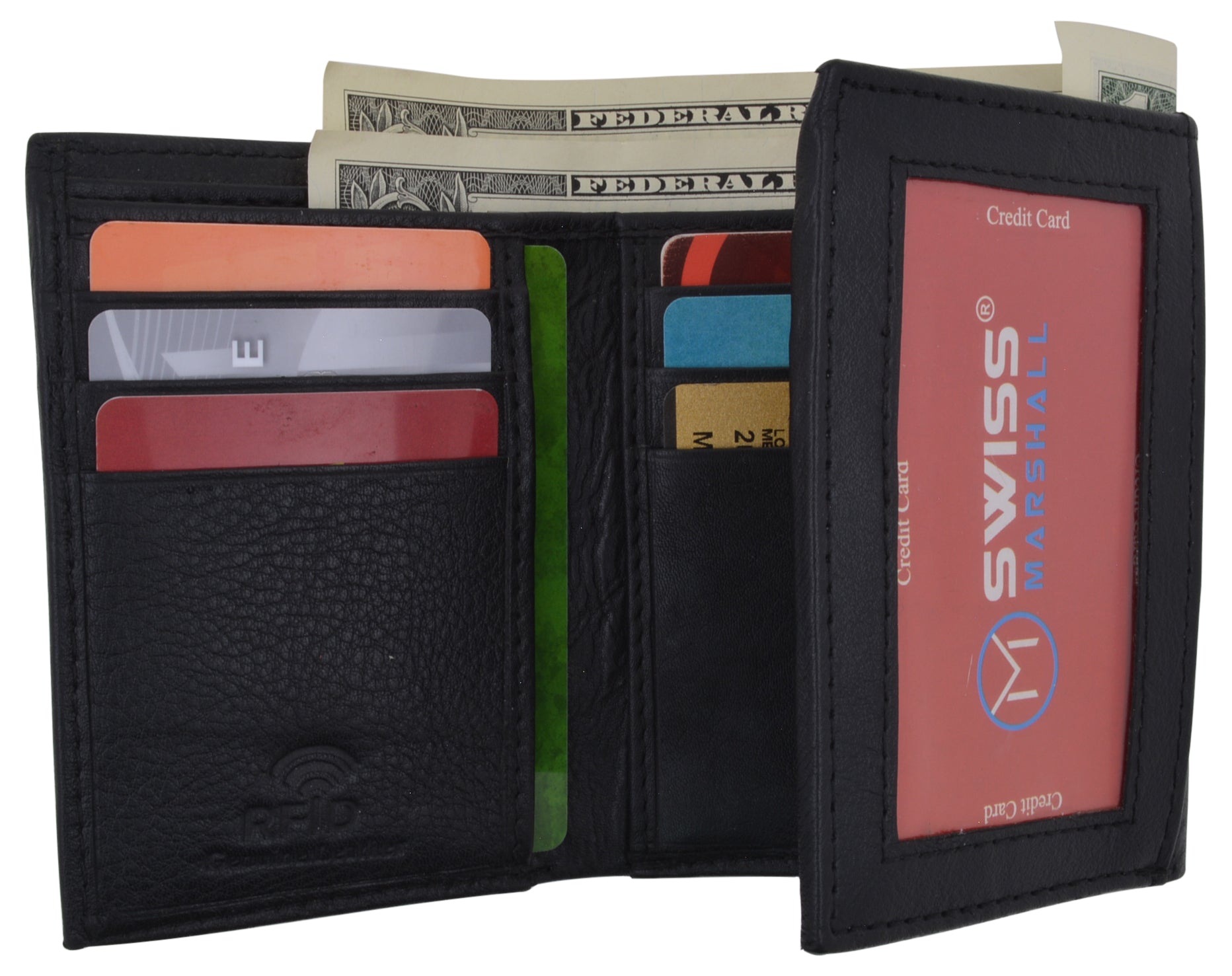 Leather RFID Blocking Trifold Credit Card Mens Wallet W/Outside ID ...