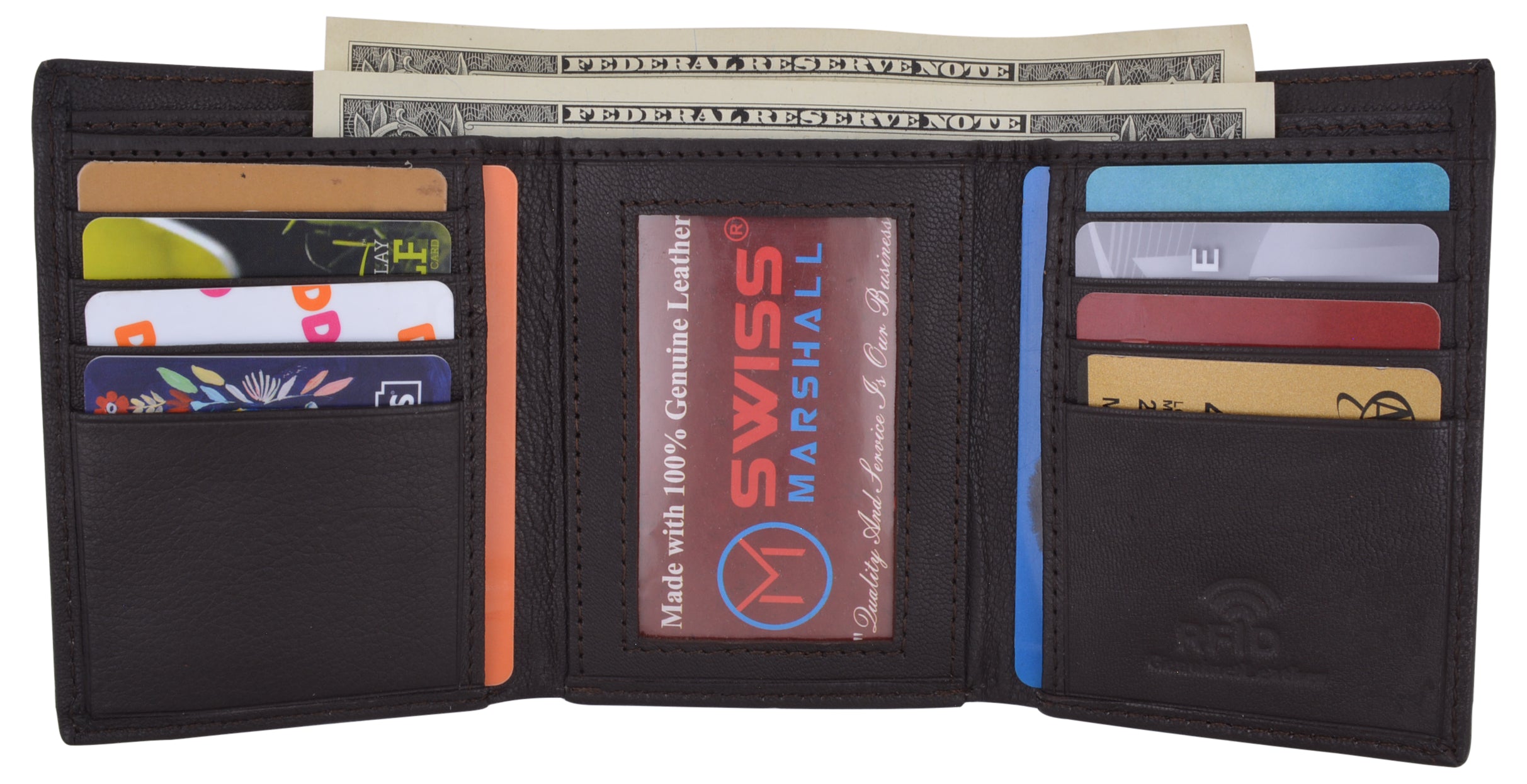 Men's Classic Trifold RFID Security Blocking Slim Credit Card ID Premium Leather Wallet