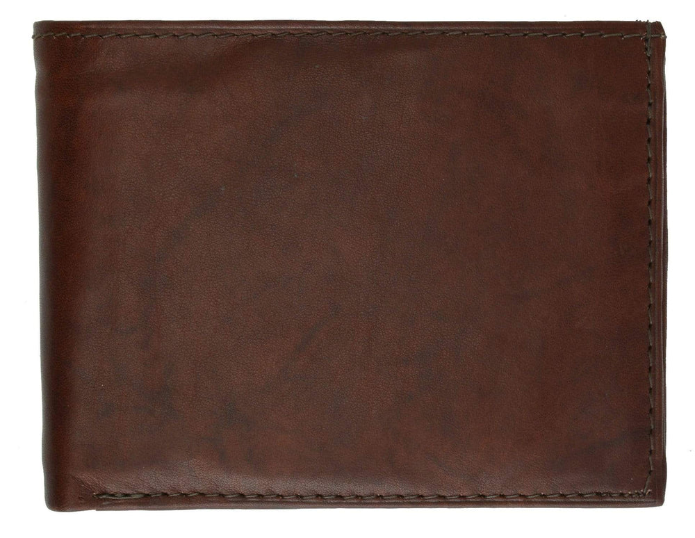 Cowhide leather mens wallet with center flap and id window 1152 cf
