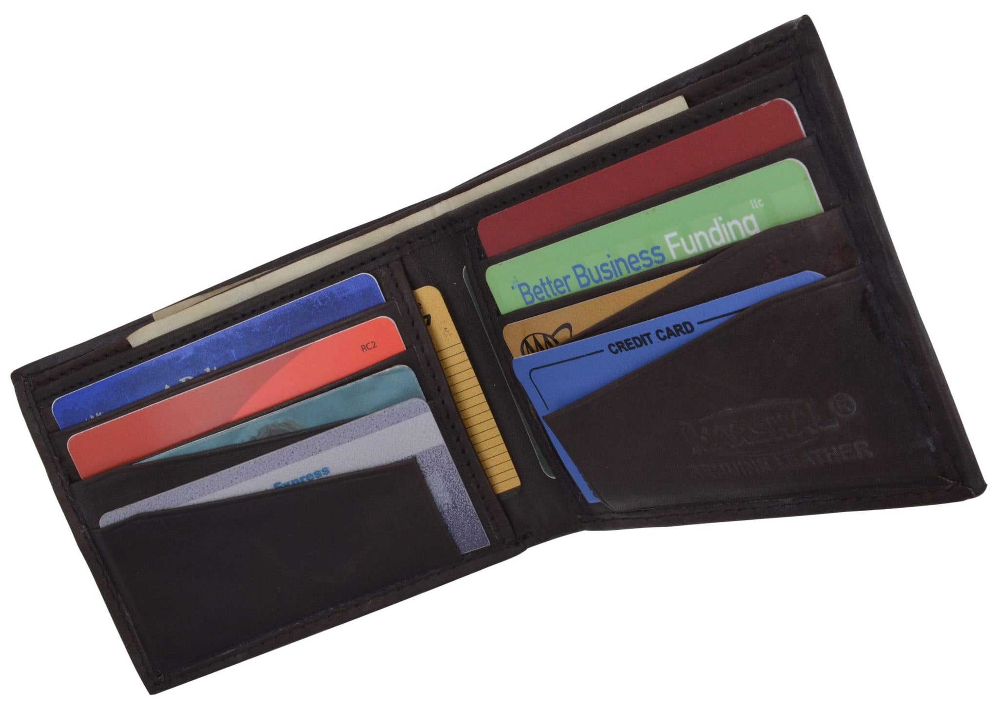 Genuine Cowhide Leather Simple Card Holder Bifold Wallet 758 CF ...