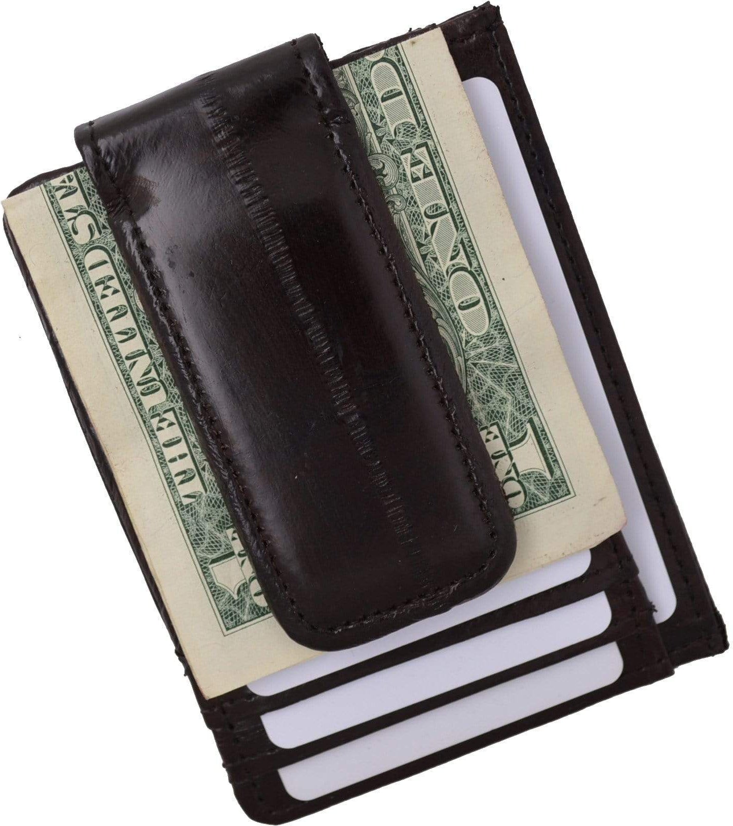 Genuine Eel Skin Leather Money Clip Front Pocket Wallet with Magnet ...