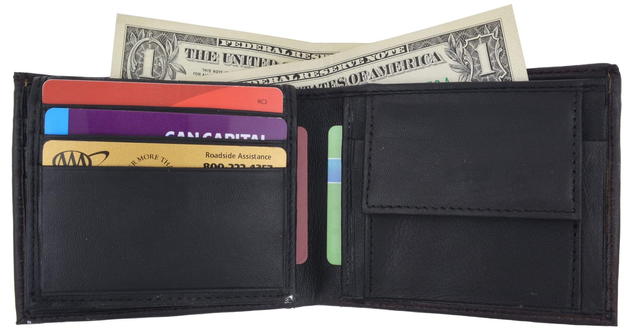 Genuine Lambskin Soft Leather Bifold Credit Card Wallet with Coin Pouc ...