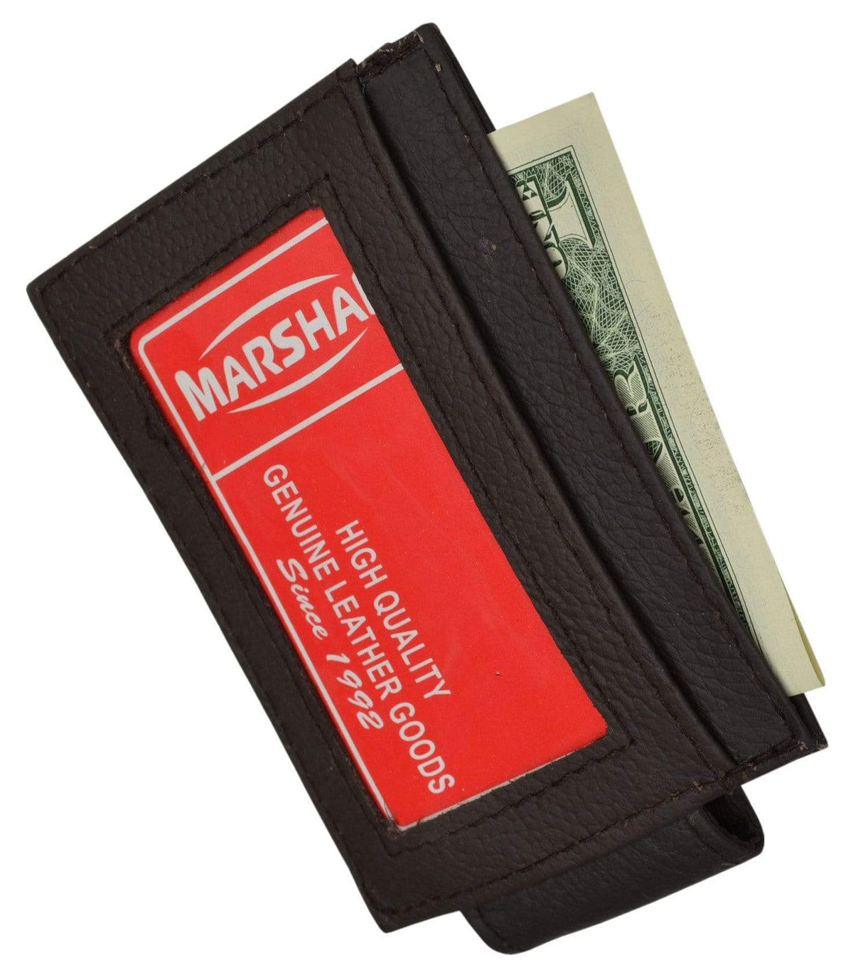 Genuine leather magnetic money clip with credit card and ID holder ...