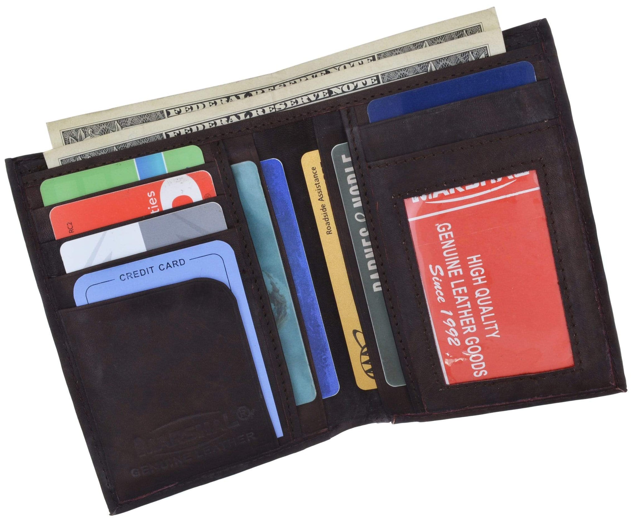 Genuine Leather Tall Bifold Card ID Holder Wallet 739 CF