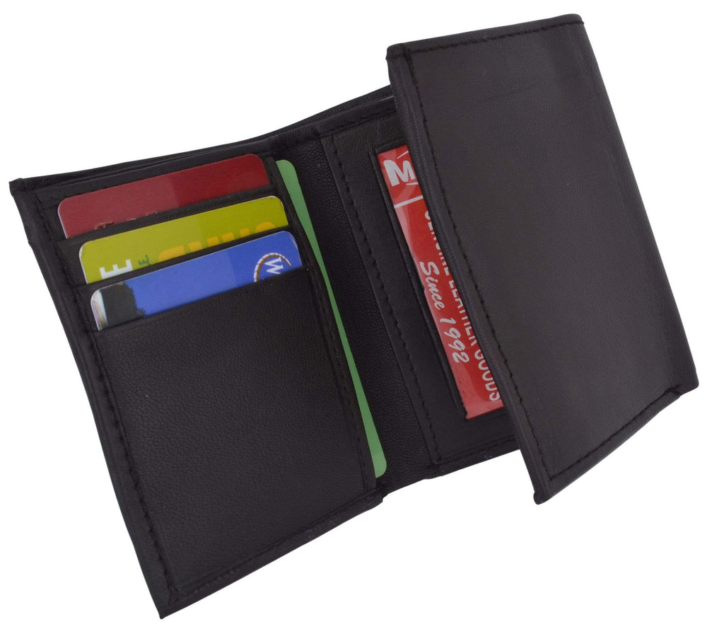 Genuine Leather Trifold Lambskin Wallet with Center ID Window 55