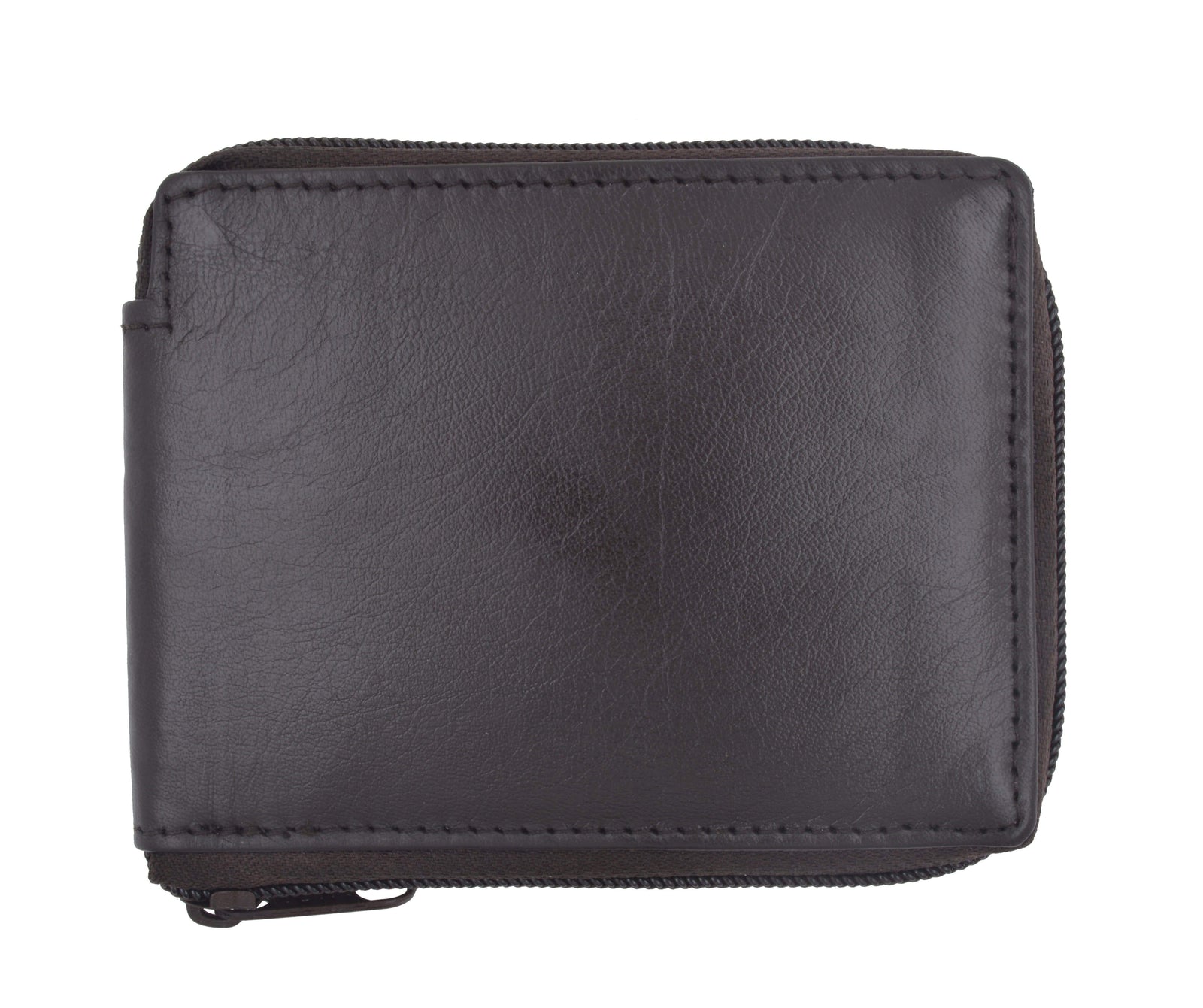 Lambskin Leather Zip Around W/Outside ID Bifold Wallet 1574