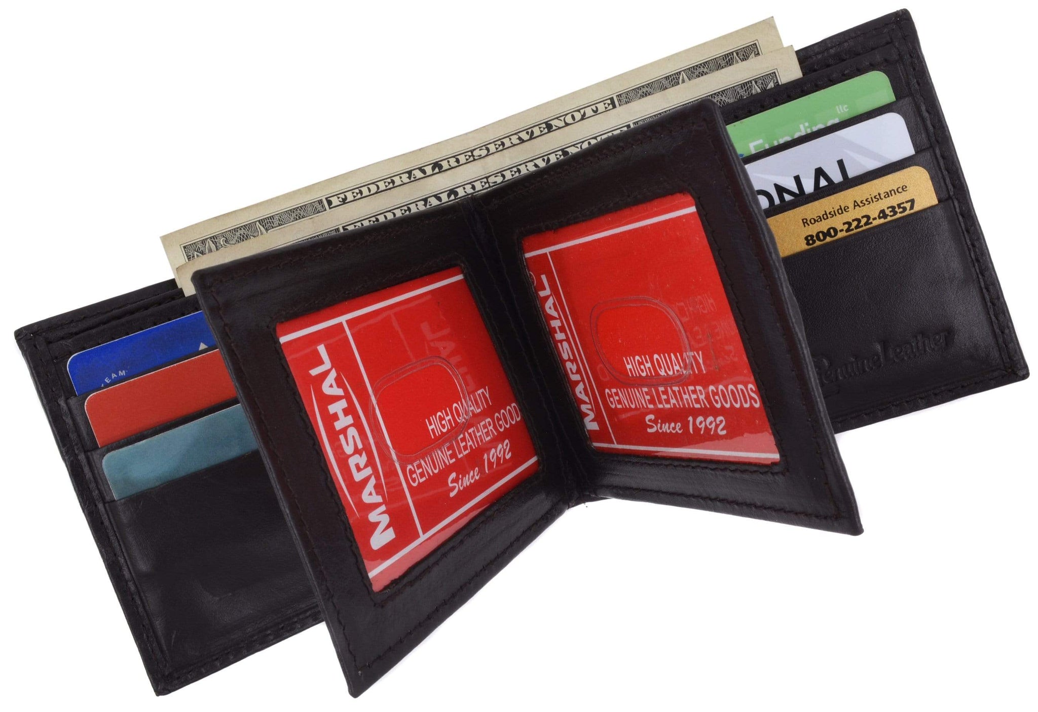 Men&#39;s Genuine Leather Multi Pocket 3 ID Windows Wallet 1852 CF - menswallet