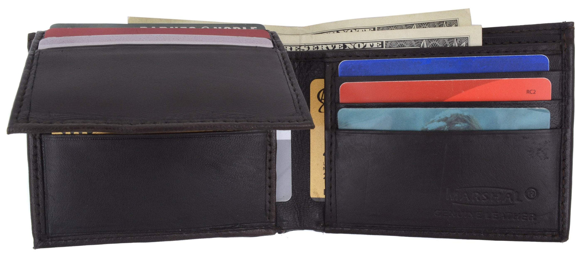Mens Lambskin Leather Bifold Wallet with ID Flap 1183
