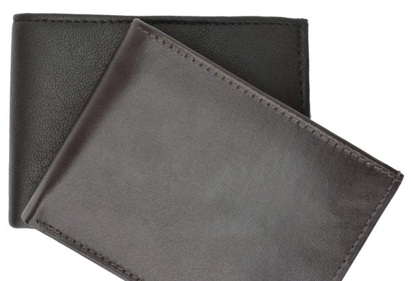 Mens Leather Bifold Wallet W/Leather Protected Case of Plastic Insert 576 | menswallet