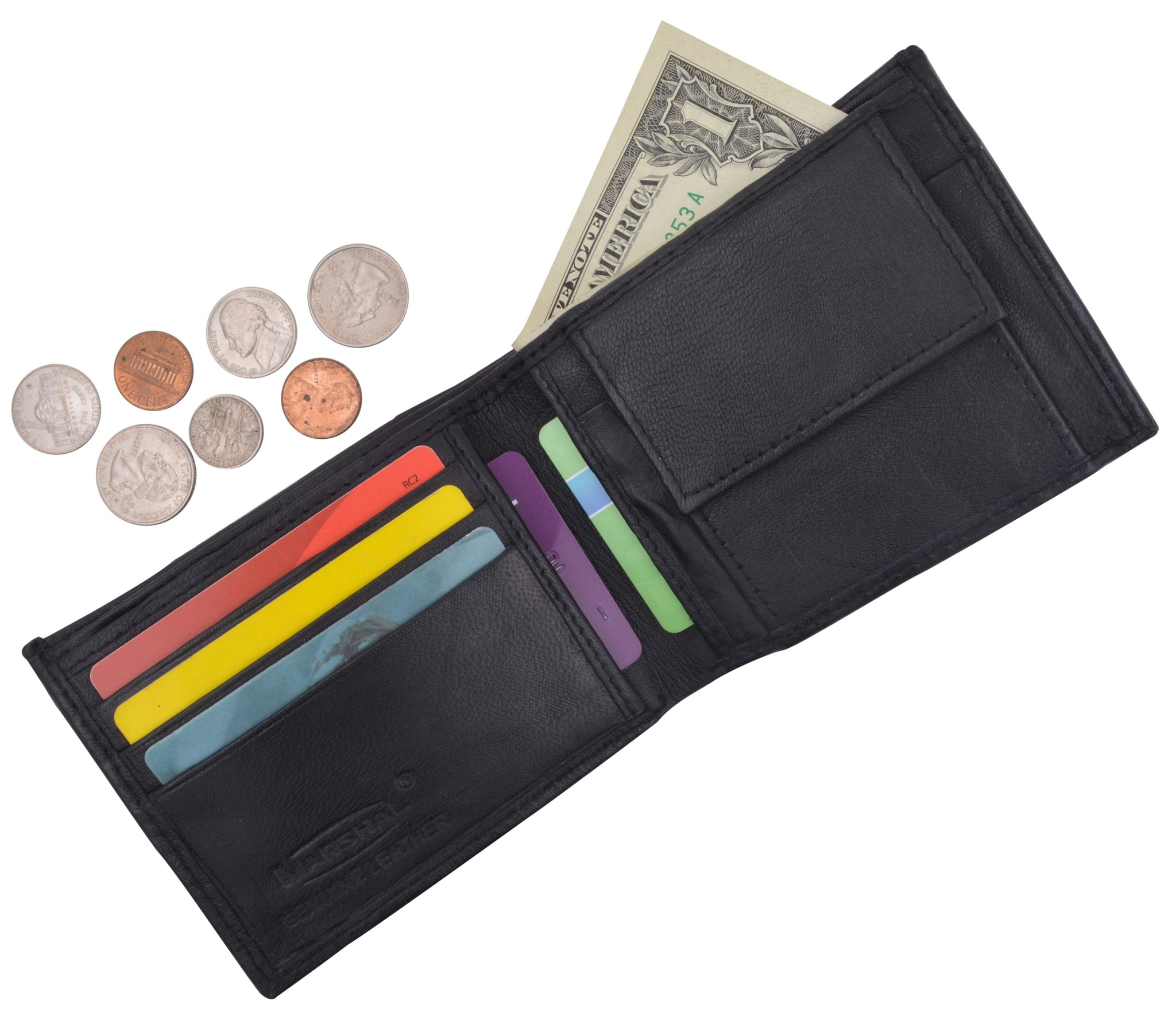 Mens Leather Change Pocket Bifold Wallet 1150 | menswallet