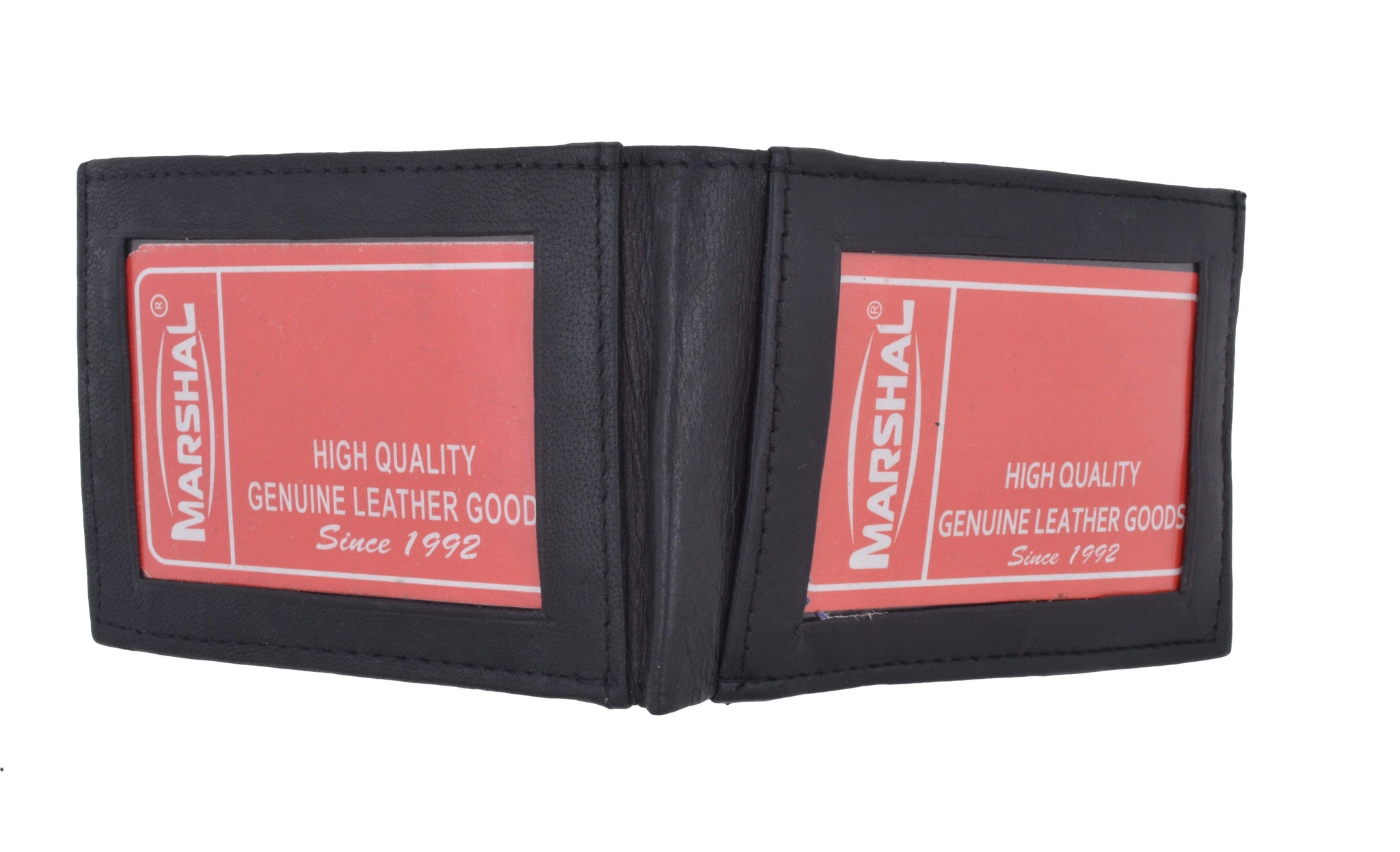 Mens Soft Leather Bifold Card Holder Wallet W/Outside Double ID Window - menswallet