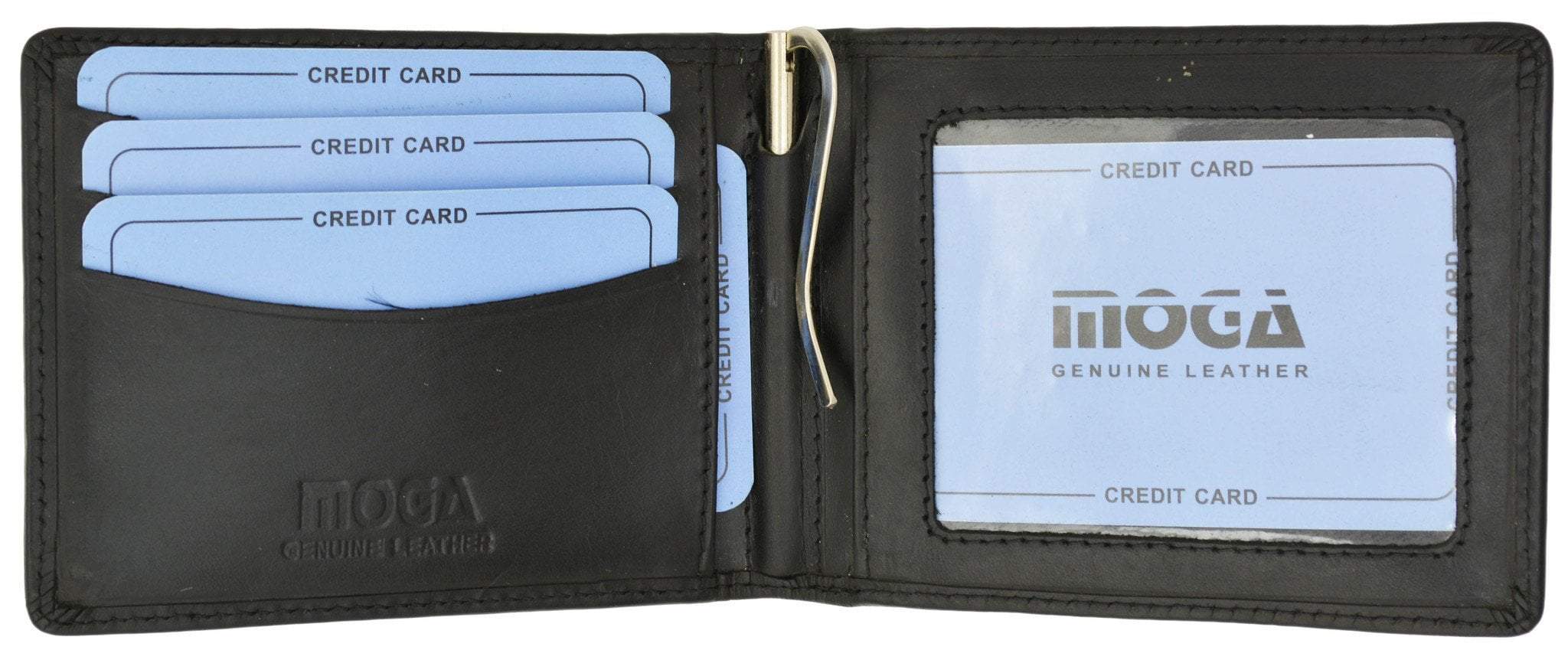 Moga High End Leather Mens Card ID Holder Bifold Wallet with Money Cli - menswallet