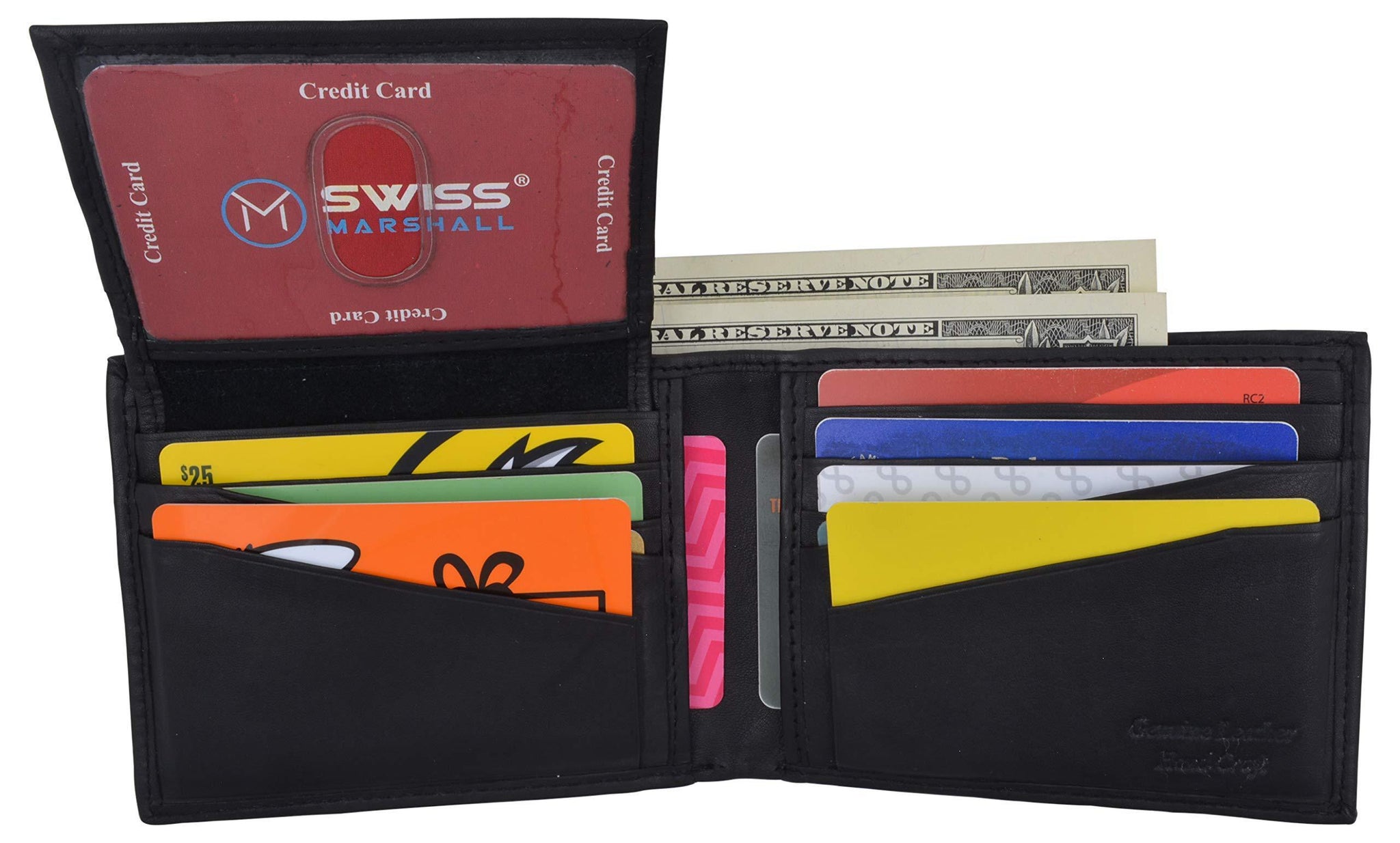 RFID Cow Napa Leather Bifold Wallet With Removable 2 ID Windows & Card ...