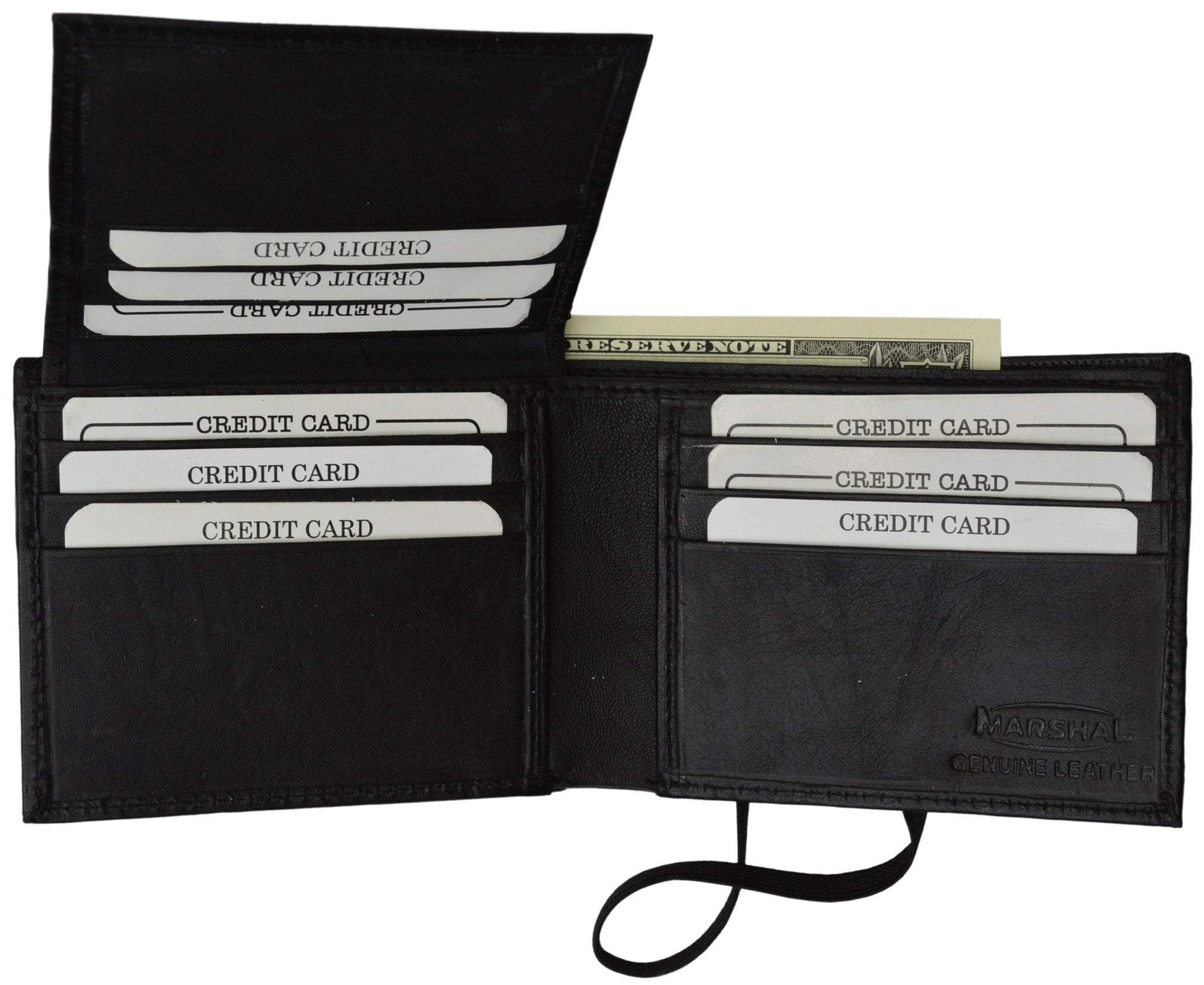 Soft Leather Credit Card Holder ID Holder Bifold Wallet W/Elastic Band ...