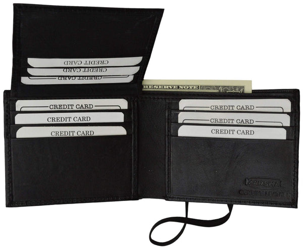 Soft Leather Credit Card Holder ID Holder Bifold Wallet W/Elastic Band - menswallet