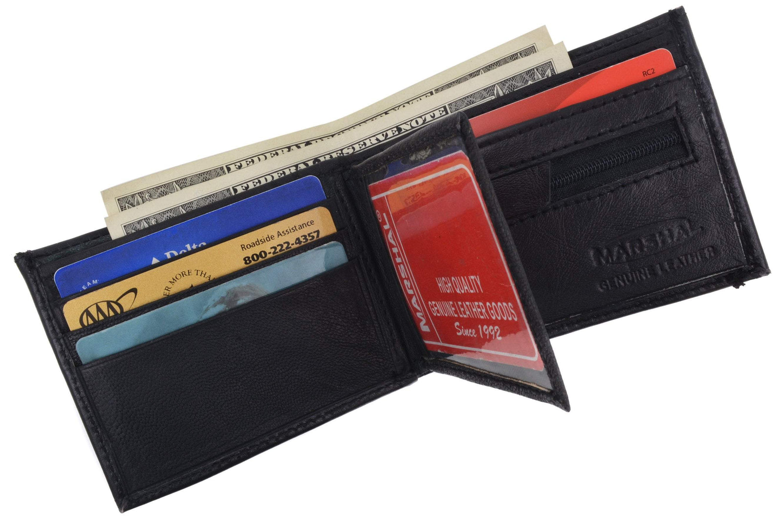 Soft Leather Mens Bifold Wallet ID Credit Card Holder 1652