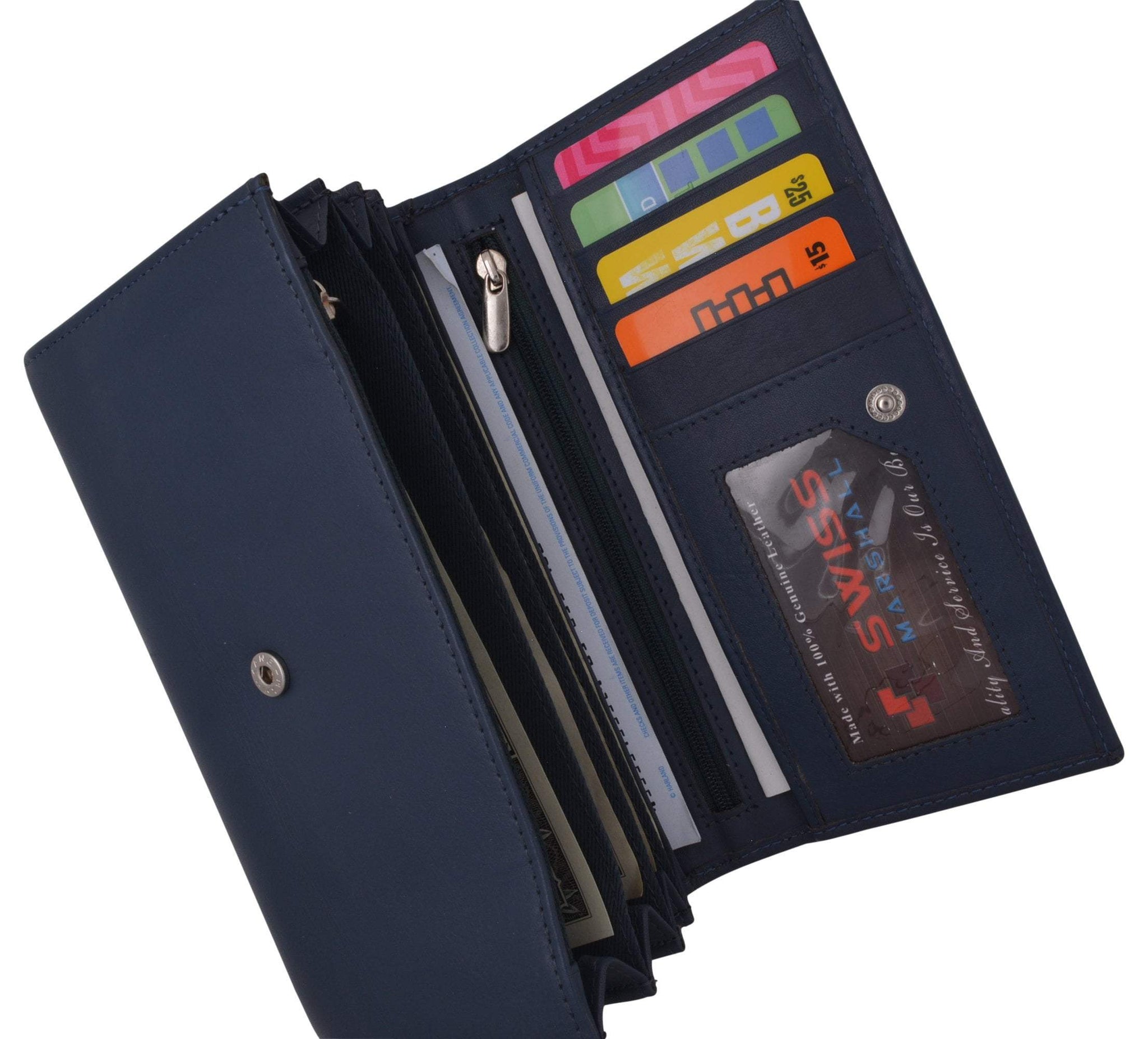 Women RFID Blocking Real Leather Wallet - Clutch Checkbook Wallet for Women | menswallet