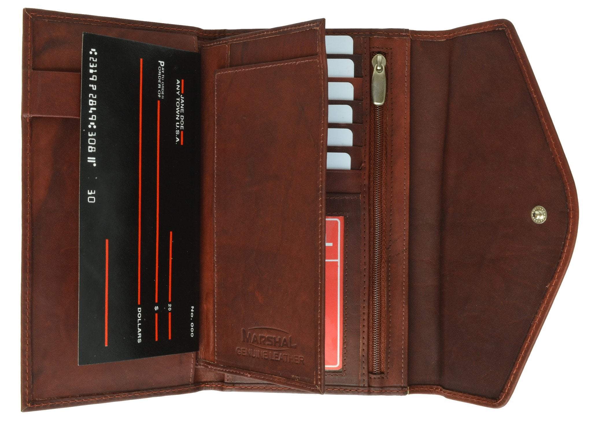 Womens Checkbook Wallet with ID Window and Snap Button Closure 3575 CF - menswallet