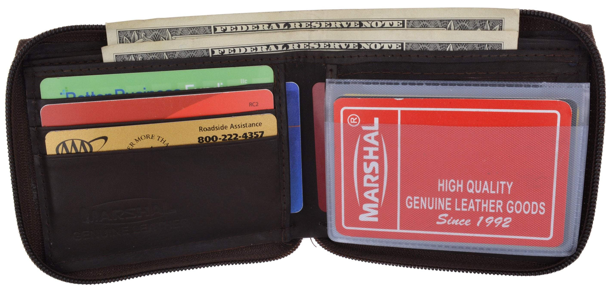 Zip Around Bifold Wallet with Card Slots and Zipped Coin Space for Men 1656  CF 