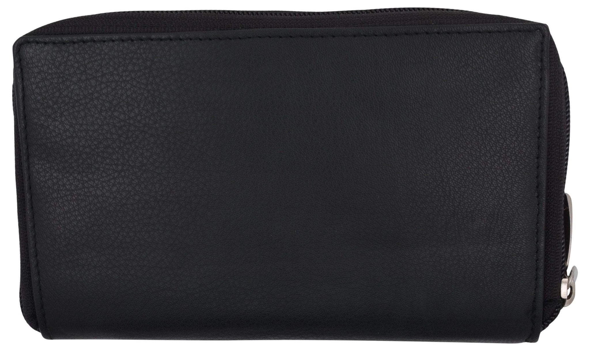 Black Zip Around Genuine Leather Checkbook Credit Card ID Holder Wallet | menswallet