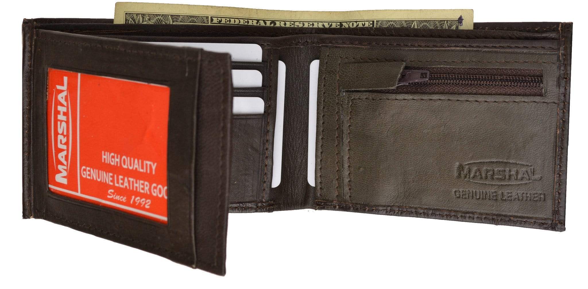 Genuine Leather Mens Bifold Wallet with Change Pocket 1692 | menswallet