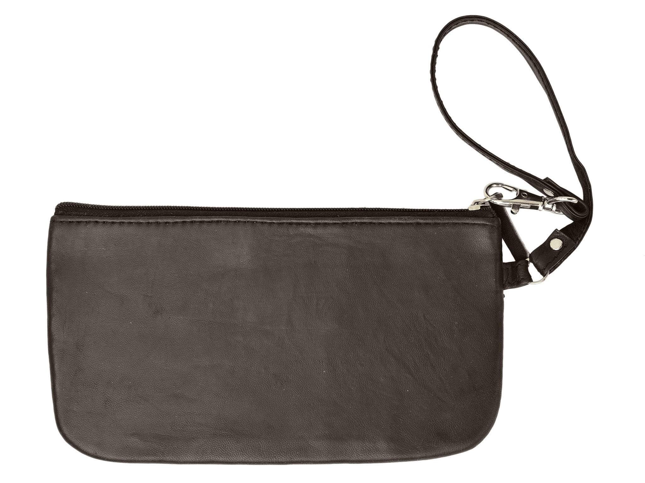 RFID Safe Soft-Sided Premium Leather Zippered Wristlet Wallet. RFID P 1716 (C)