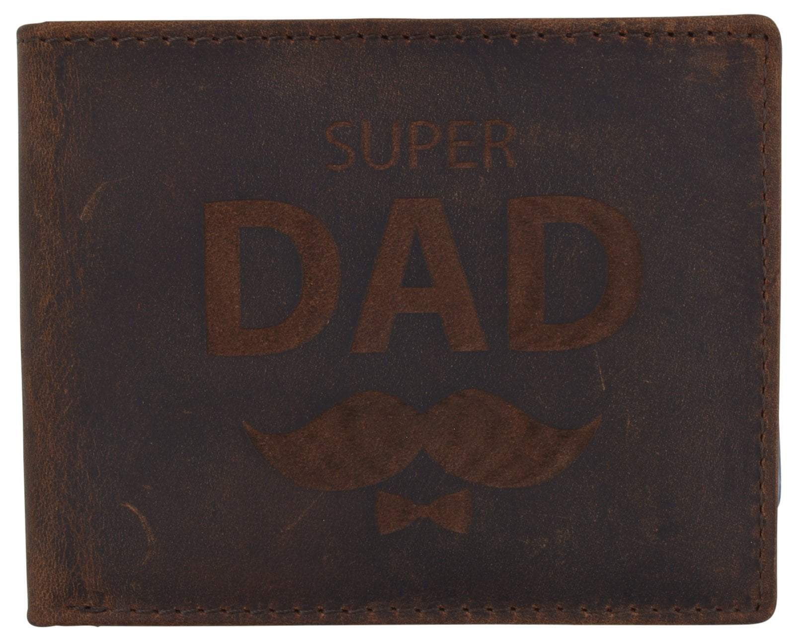 Super Dad Mens RFID Blocking Leather Bifold Wallet Father's Day gift